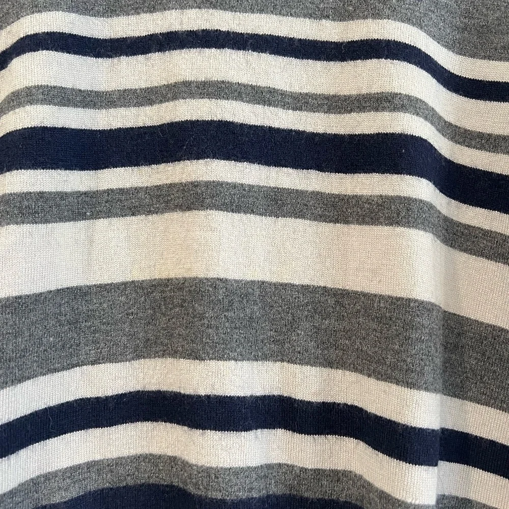 Monte Carlo striped sweater 1/4 button 100 % MAGNA WOOL collar Sz 40 12/14Years